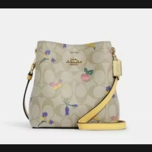 Coach Mini Town Bucket Bag Signature Dreamy Veggie Fruit Butterfly Purse New NWT